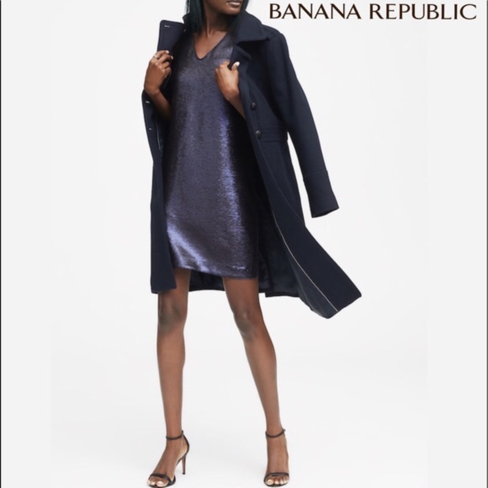 Navy sequin shift dress Banana Republic